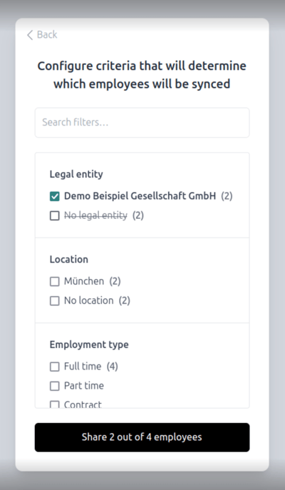 How can I import only some of my employees via HR-Sync-2