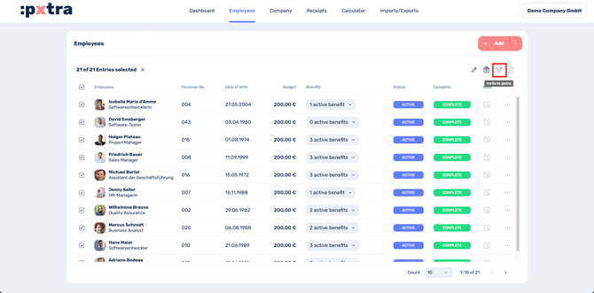 How to invite employees to pxtra-1