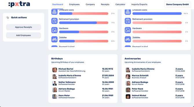 Is it possible to display the birthdays or anniversaries of my employees-1