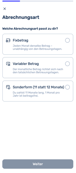 Abrechnungsart Betreuungskosten