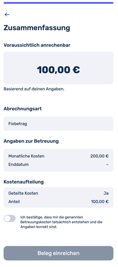 Zusammenfassung Betreuungskosten