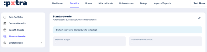 Standardwerte in der pxtra Plattform hinterlegen