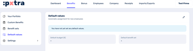 Default values in the pxtra platform